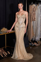 Ladivine KV1139 - Strapless Crystal Beaded Mermaid Gown