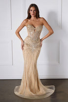 Ladivine KV1139 - Strapless Crystal Beaded Mermaid Gown