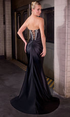 Ladivine KV1142 - Strapless Beaded Corset Gown with Slit