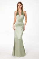 Ladivine T2001 - Halter Empire Satin Prom Dress