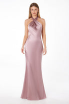 Ladivine T2005 - Cross Halter Satin Prom Dress