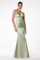 Ladivine T2005 - Cross Halter Satin Prom Dress