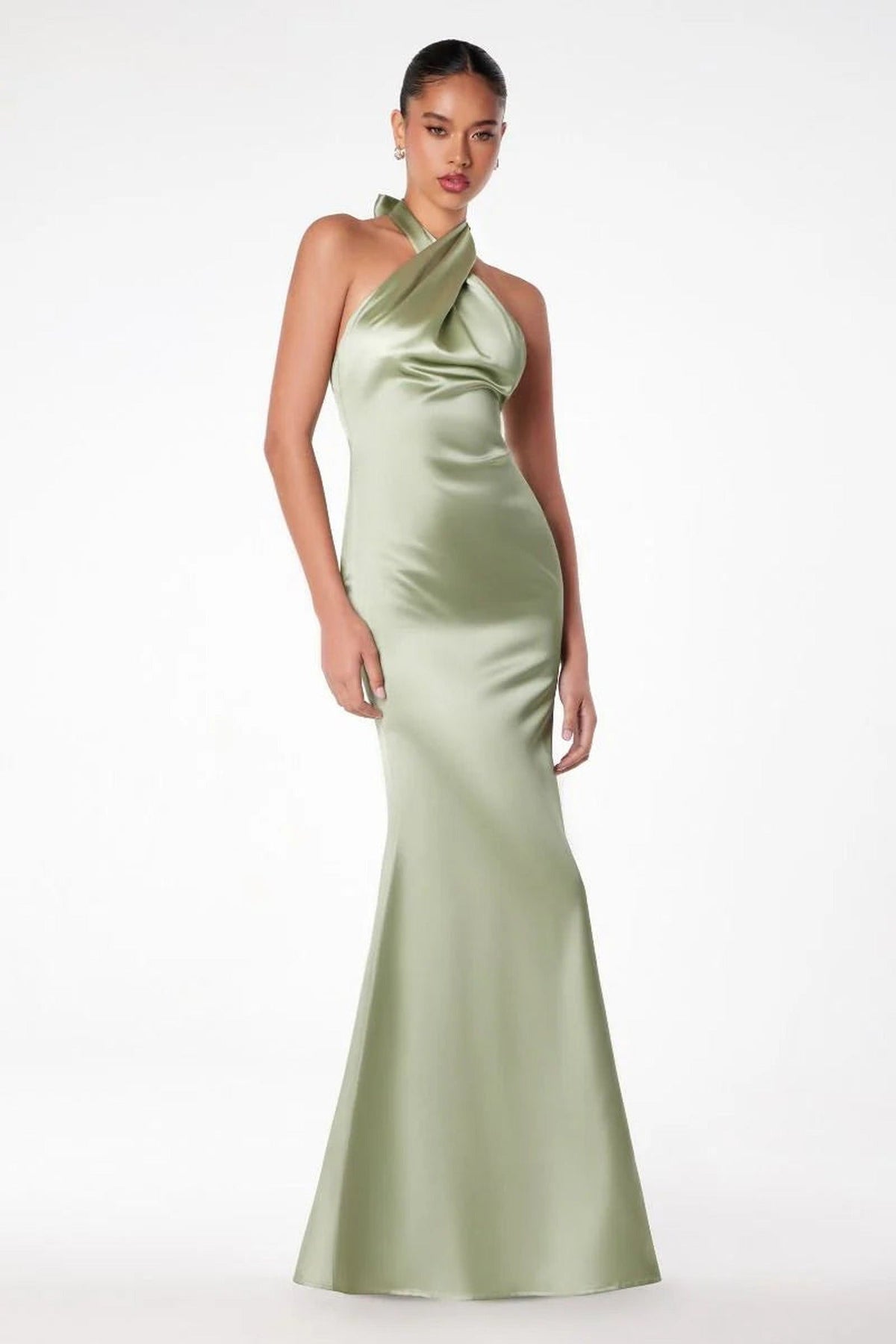 Ladivine T2005 - Cross Halter Satin Prom Dress