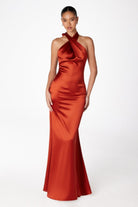 Ladivine T2005 - Cross Halter Satin Prom Dress