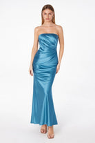 Ladivine T2006 - Shiny Strapless Back Cutout Dress
