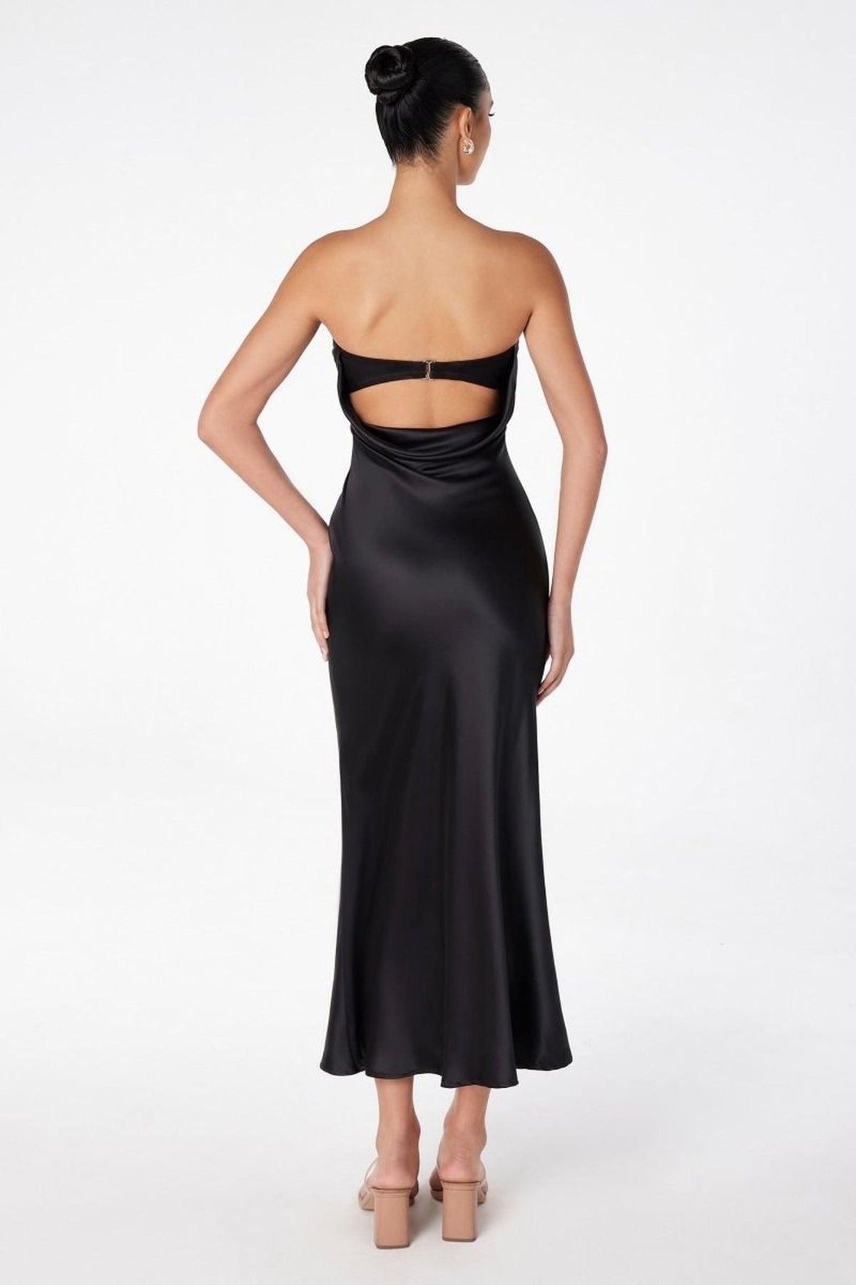 Ladivine T2006 - Shiny Strapless Back Cutout Dress - Silhouette Dresses