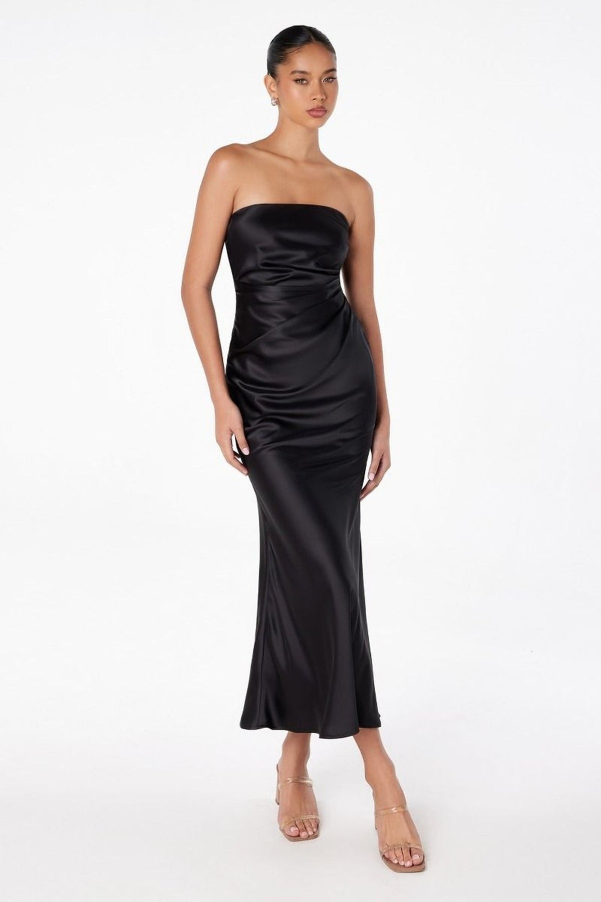 Ladivine T2006 - Shiny Strapless Back Cutout Dress - Silhouette Dresses