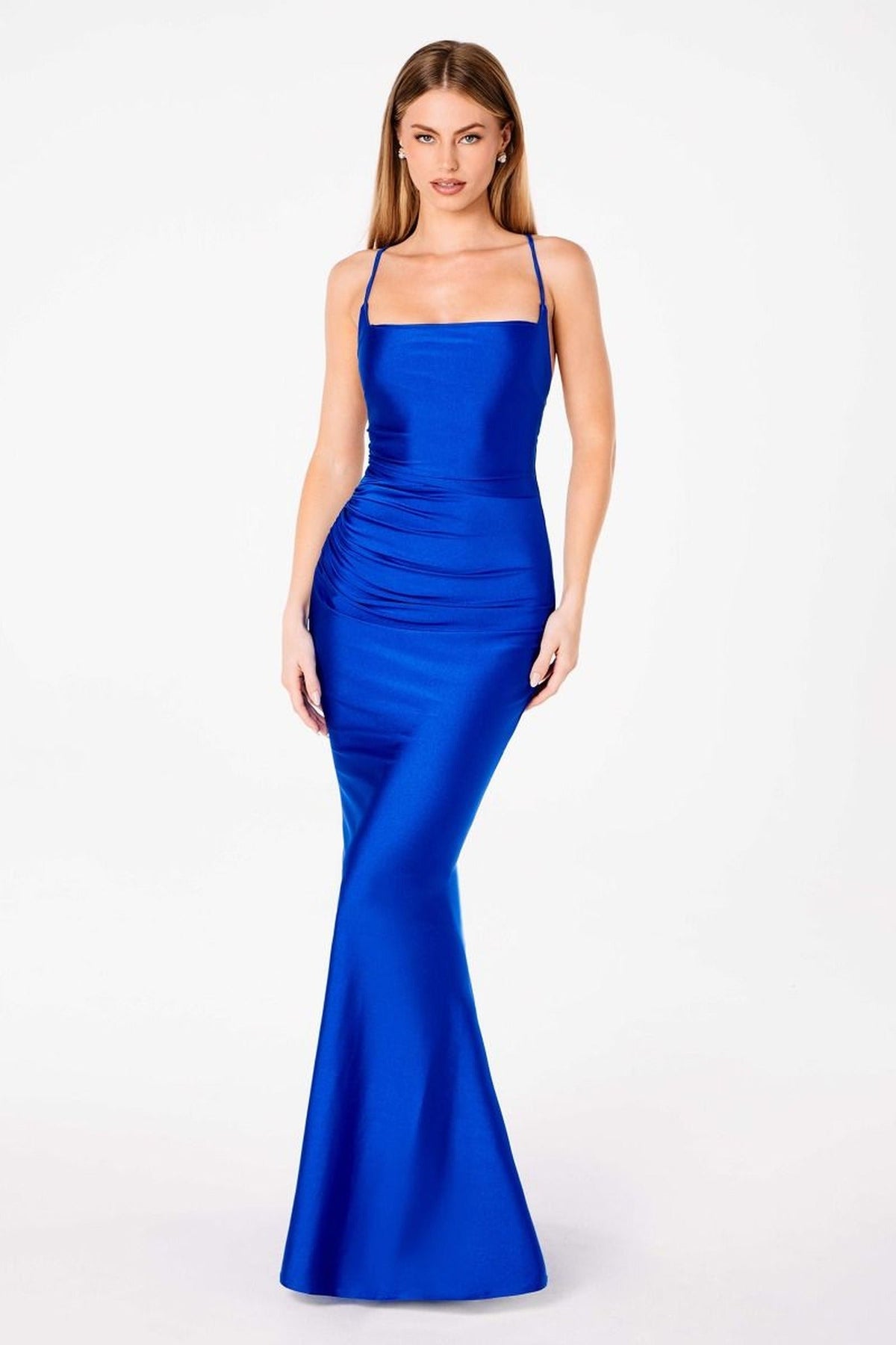 Ladivine T3001 - Lace-Up Back Sheath Formal Dress
