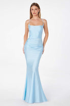 Ladivine T3001 - Lace-Up Back Sheath Formal Dress