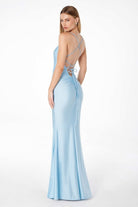 Ladivine T3001 - Lace-Up Back Sheath Formal Dress