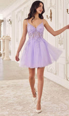 Ladivine SF047 - Jeweled Tulle Cocktail Dress