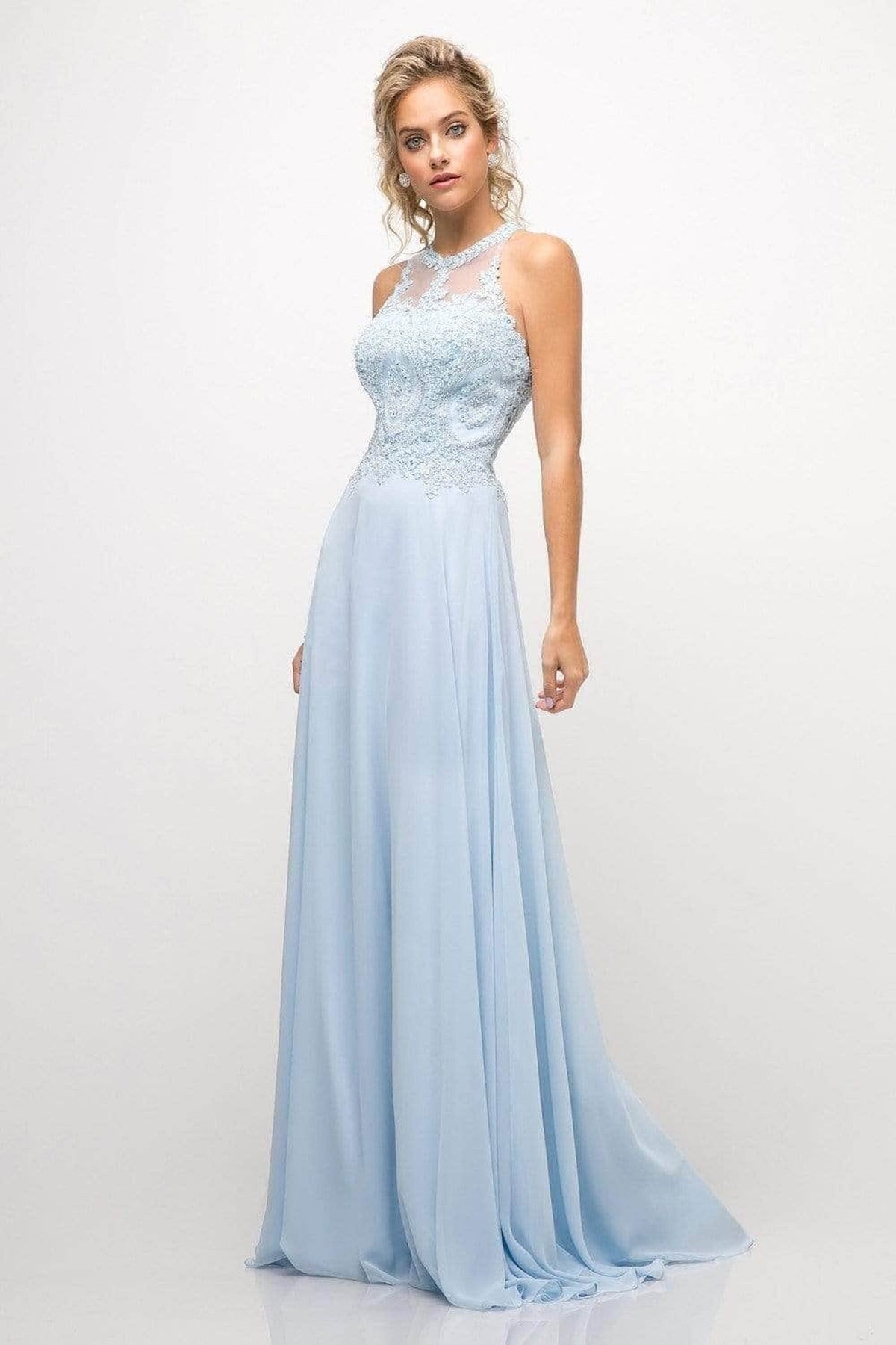Ladivine UJ0120 - Illusion Jewel Tonal Appliqued Chiffon Gown