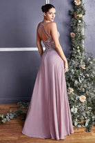 Ladivine UJ0120 - Illusion Jewel Tonal Appliqued Chiffon Gown