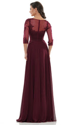 Marsoni by Colors - M237 V-Neck Beaded Lace Applique Chiffon Dress - view 9