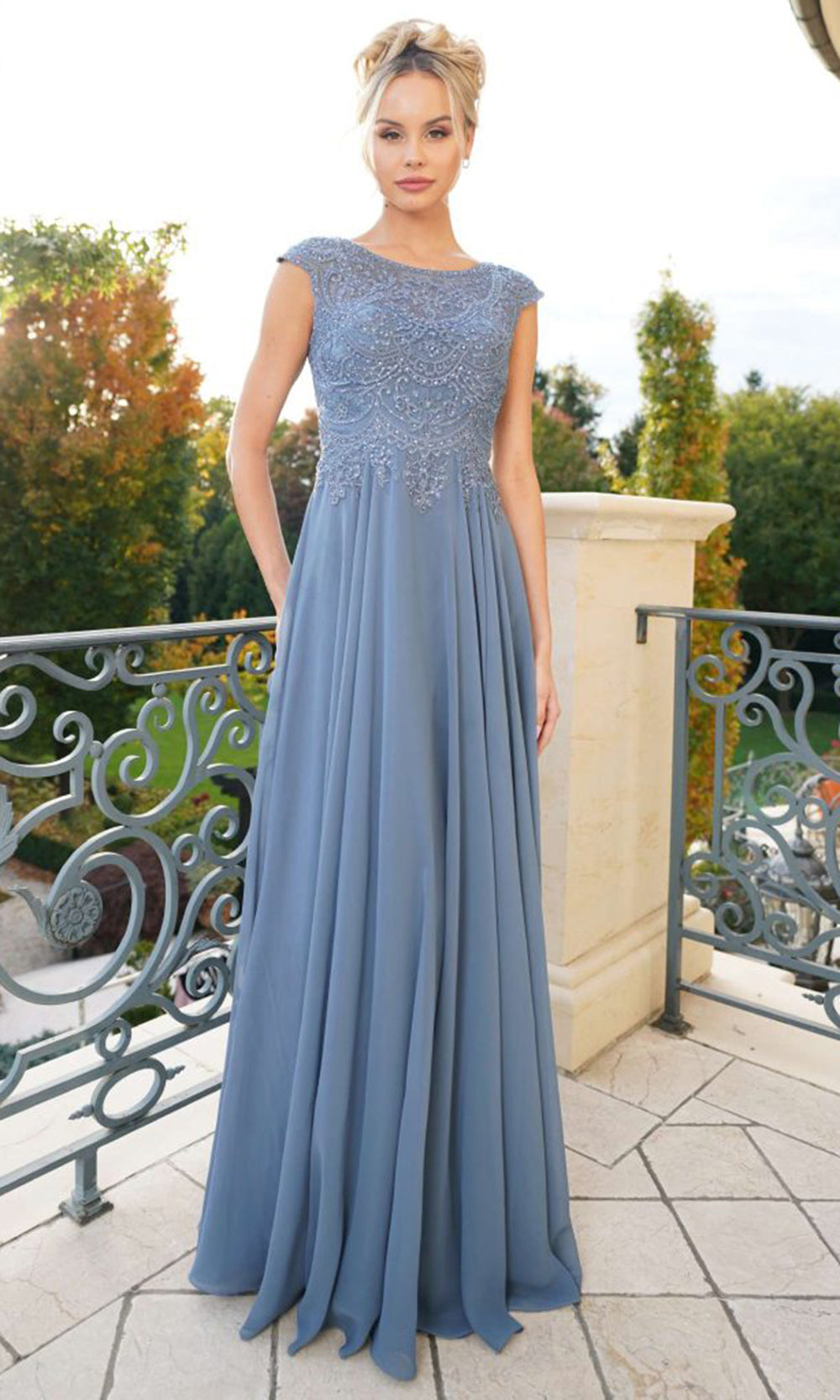 Marsoni by Colors M238-1 - Embroidered Bodice Chiffon Gown - view 5