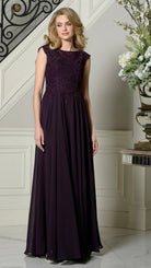 Marsoni by Colors - M238 Beaded Applique A Line Chiffon Dress - Silhouette Dresses