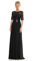 Marsoni by Colors - M286 Sequined Bateau Chiffon A-line Dress - view 9