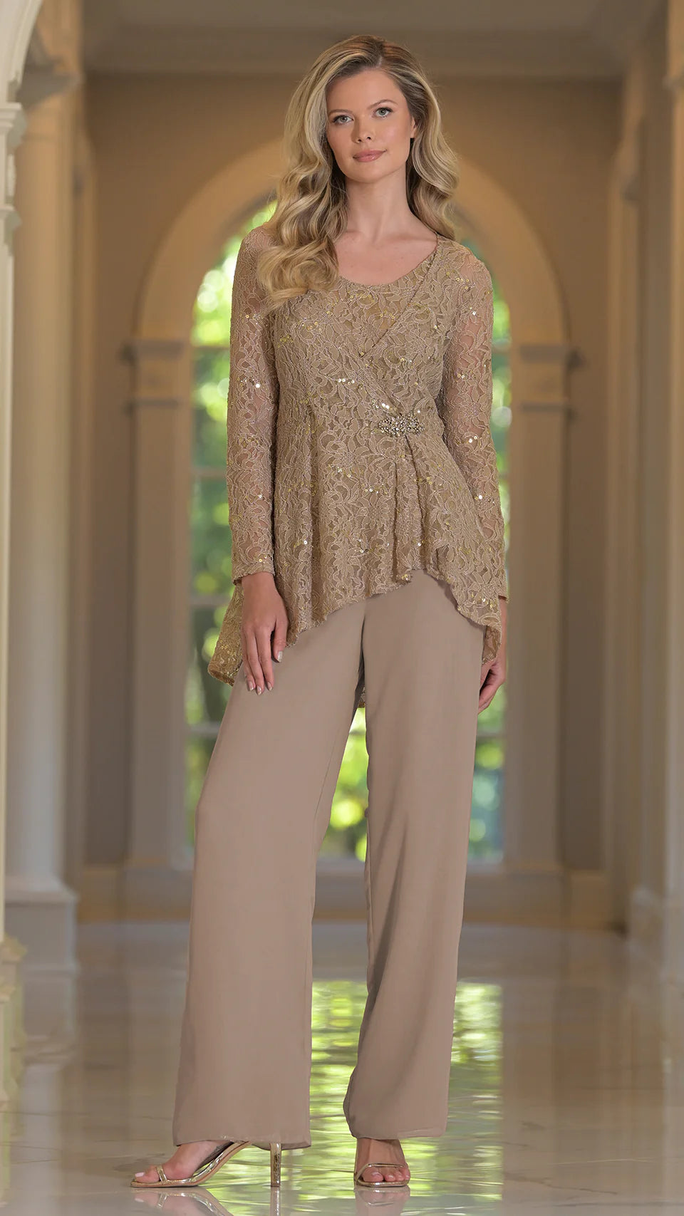 Marsoni by Colors - M305 Scoop Jacket Pantsuit - Silhouette Dresses