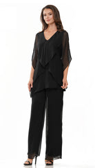 Marsoni by Colors - M308 V-Neck Half Sleeves Pantsuit - Silhouette Dresses