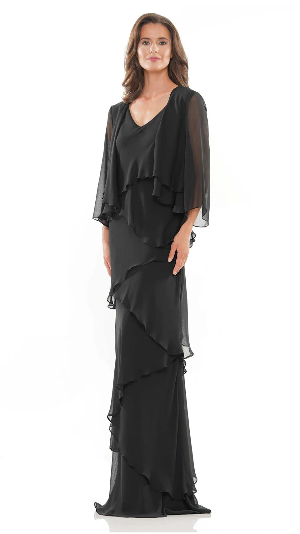 Marsoni by Colors - M309 V-Neck Tiered Sheath Dress - Silhouette Dresses