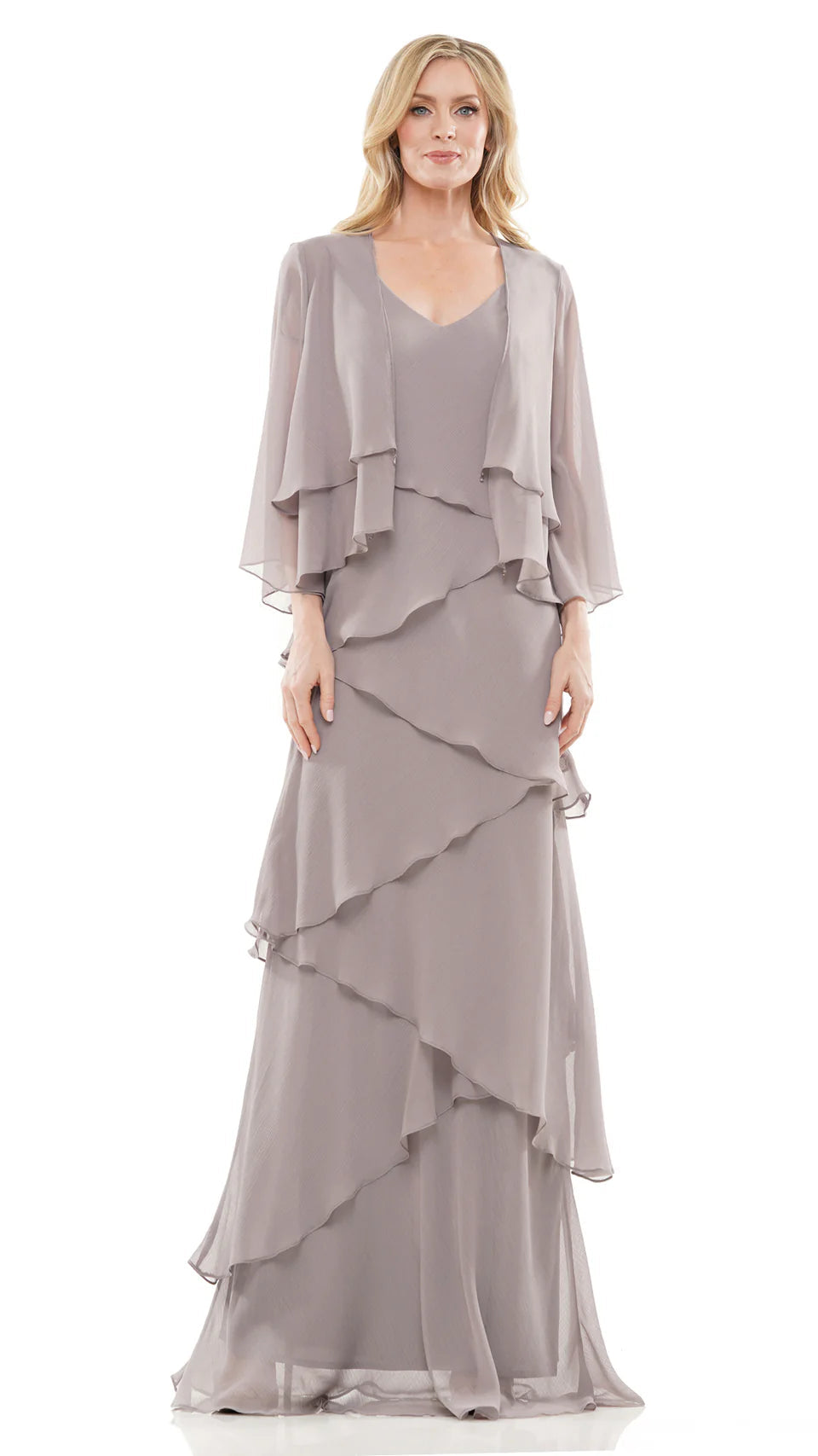 Marsoni by Colors - M309 V-Neck Tiered Sheath Dress - Silhouette Dresses