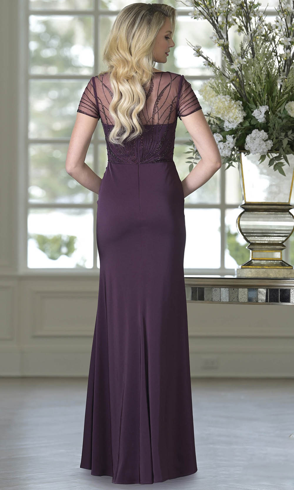 Marsoni by Colors M350 - Beaded Illusion Sheath Formal Dress - detail view