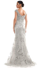 Marsoni by Colors - MV1030 Embroidered V-neck Trumpet Dress