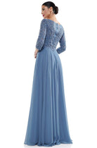 Marsoni by Colors - MV1052 Embroidered Bateau Chiffon A-line Gown