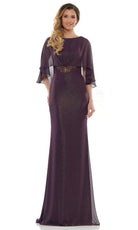 Marsoni by Colors - MV1130 Glittered Fabric Poncho Sheath Gown