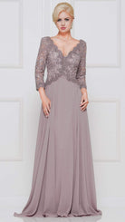 Marsoni by Colors - Quarter Sleeve Scalloped Lace Gown M225