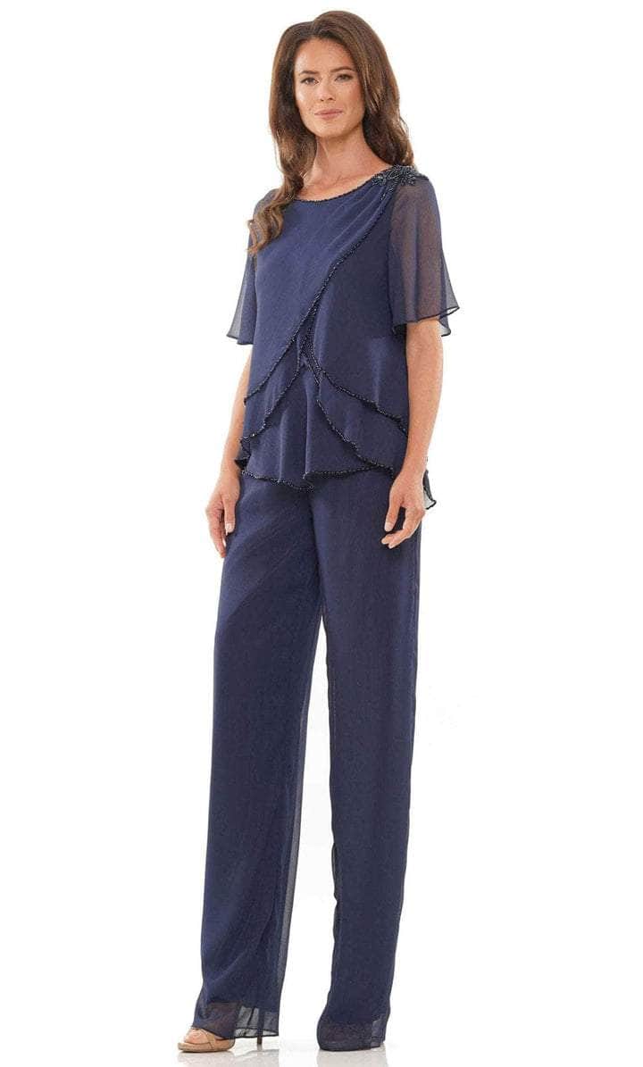 Marsoni by Colors - Bateau Neck Chiffon Pantsuit M321 - designer formal jumpsuit at Silhouette Dresses