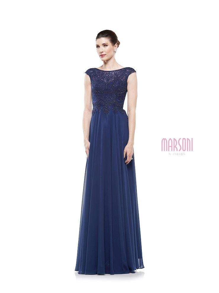 Marsoni by Colors - Beaded Applique A Line Chiffon Dress M238 - view 6