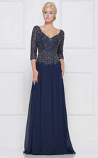 Marsoni by Colors - Illusion Lattice Motif Chiffon A-Line Gown M165 - view 5