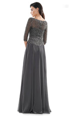 Marsoni by Colors - Illusion Lattice Motif Chiffon A-Line Gown M165 - view 10
