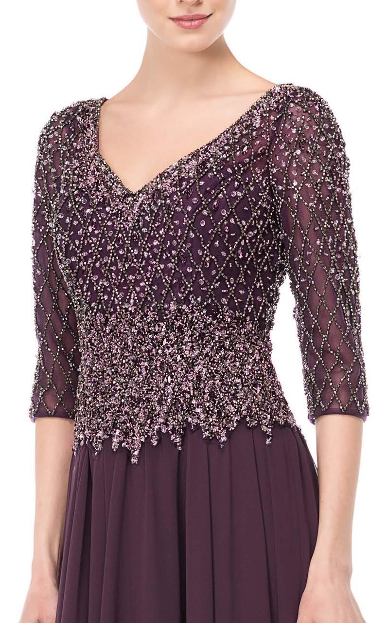 Marsoni by Colors - Illusion Lattice Motif Chiffon A-Line Gown M165 - detail view