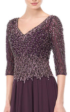 Marsoni by Colors - Illusion Lattice Motif Chiffon A-Line Gown M165 - detail view