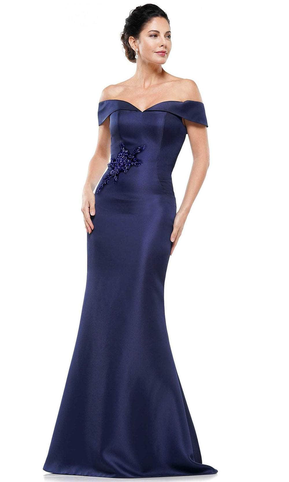 Marsoni by Colors - Jewel Accent Off-Shoulder Mermaid Gown MV1003 - detail view