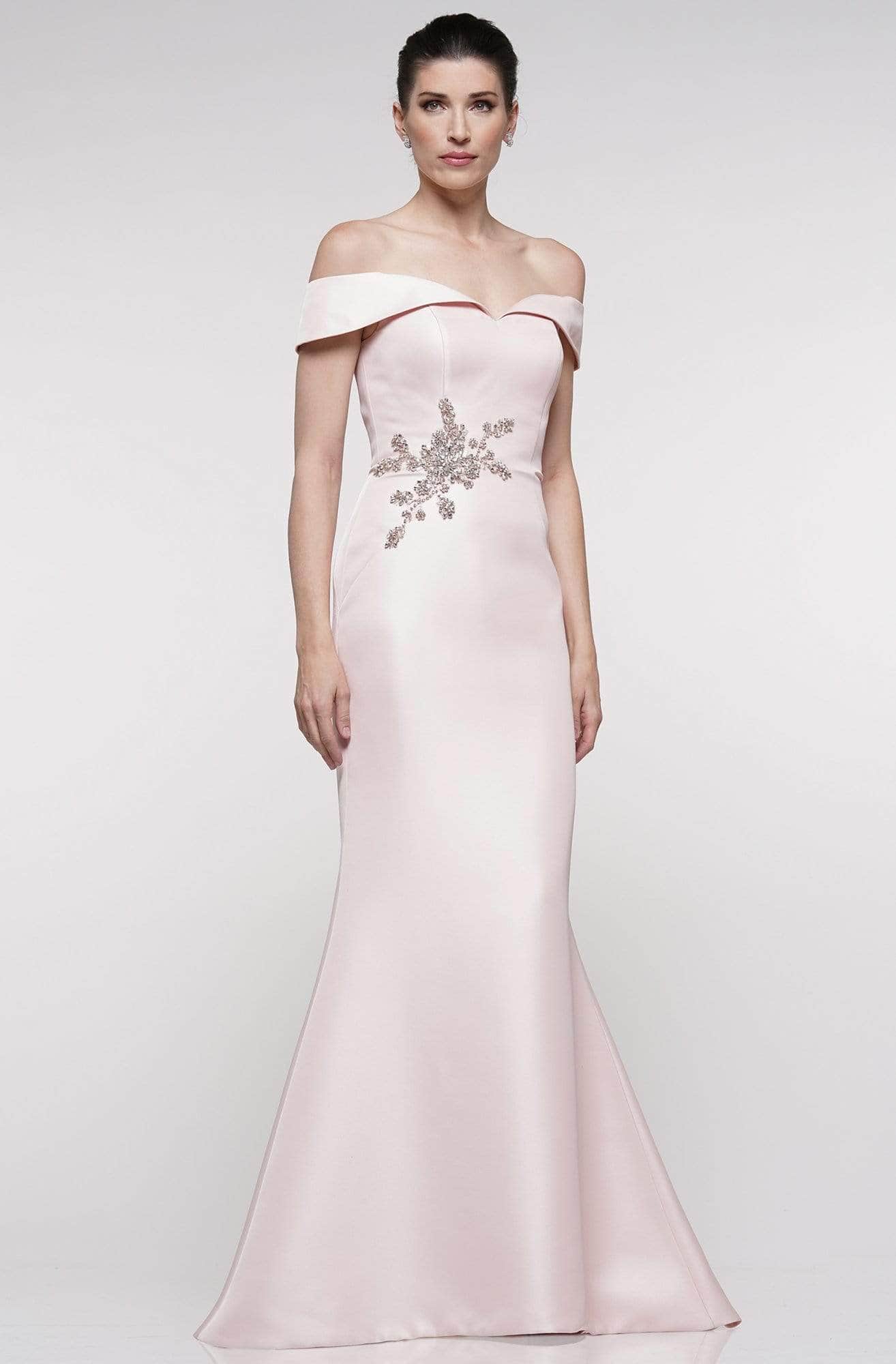 Marsoni by Colors - Jewel Accent Off-Shoulder Mermaid Gown MV1003 - designer mother of the bride dress at Silhouette Dresses