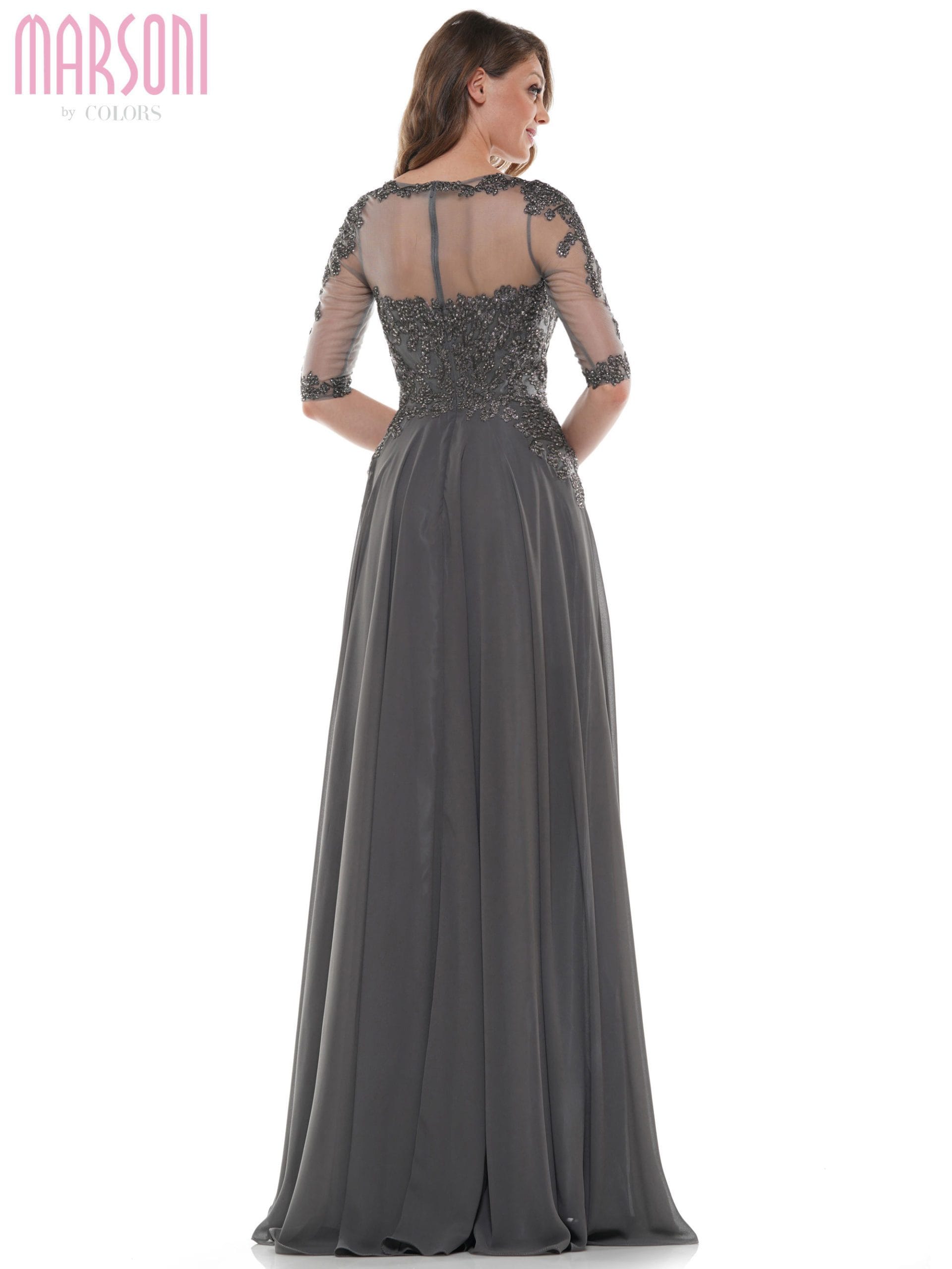 Marsoni by Colors - M157 Scoop Neckline A-Line Dress - detail view