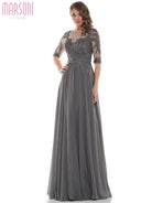Marsoni by Colors - M157 Scoop Neckline A-Line Dress - back view