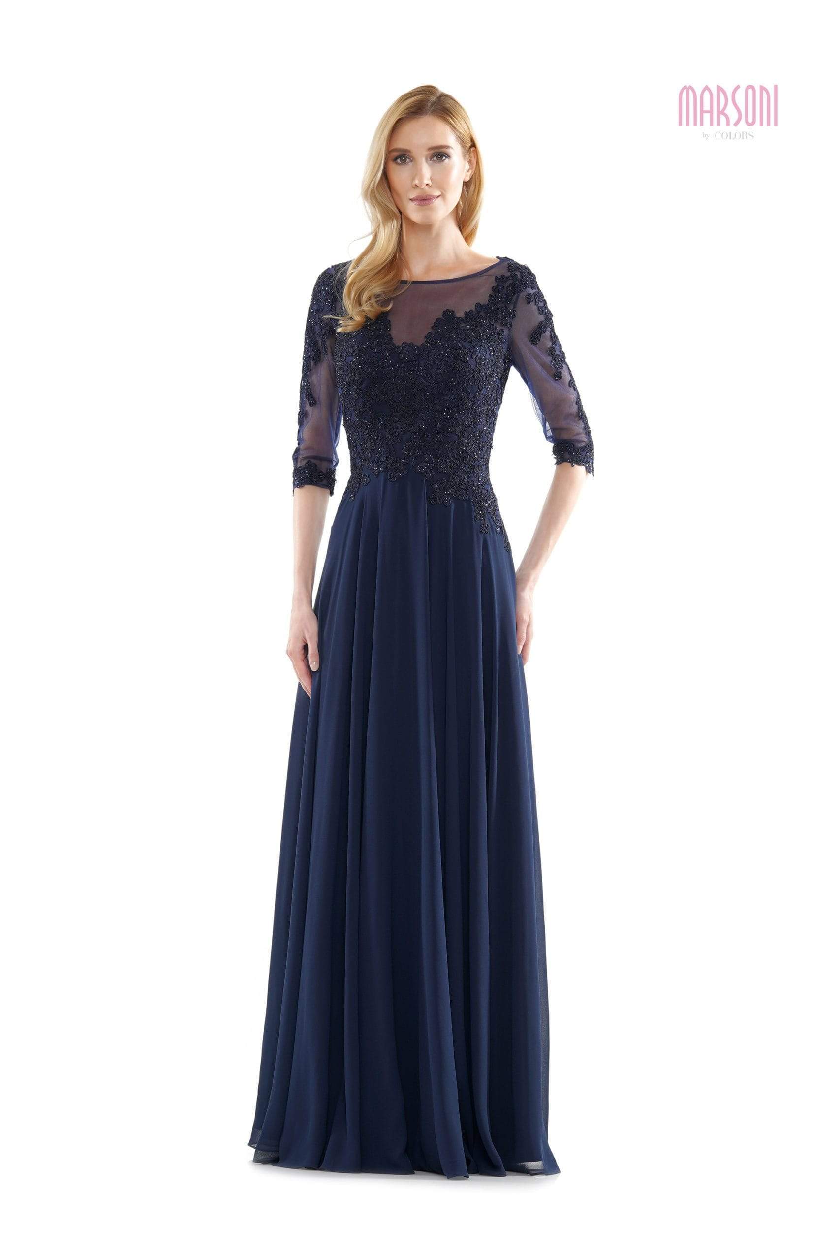 Marsoni by Colors - M157 Scoop Neckline A-Line Dress - view 4