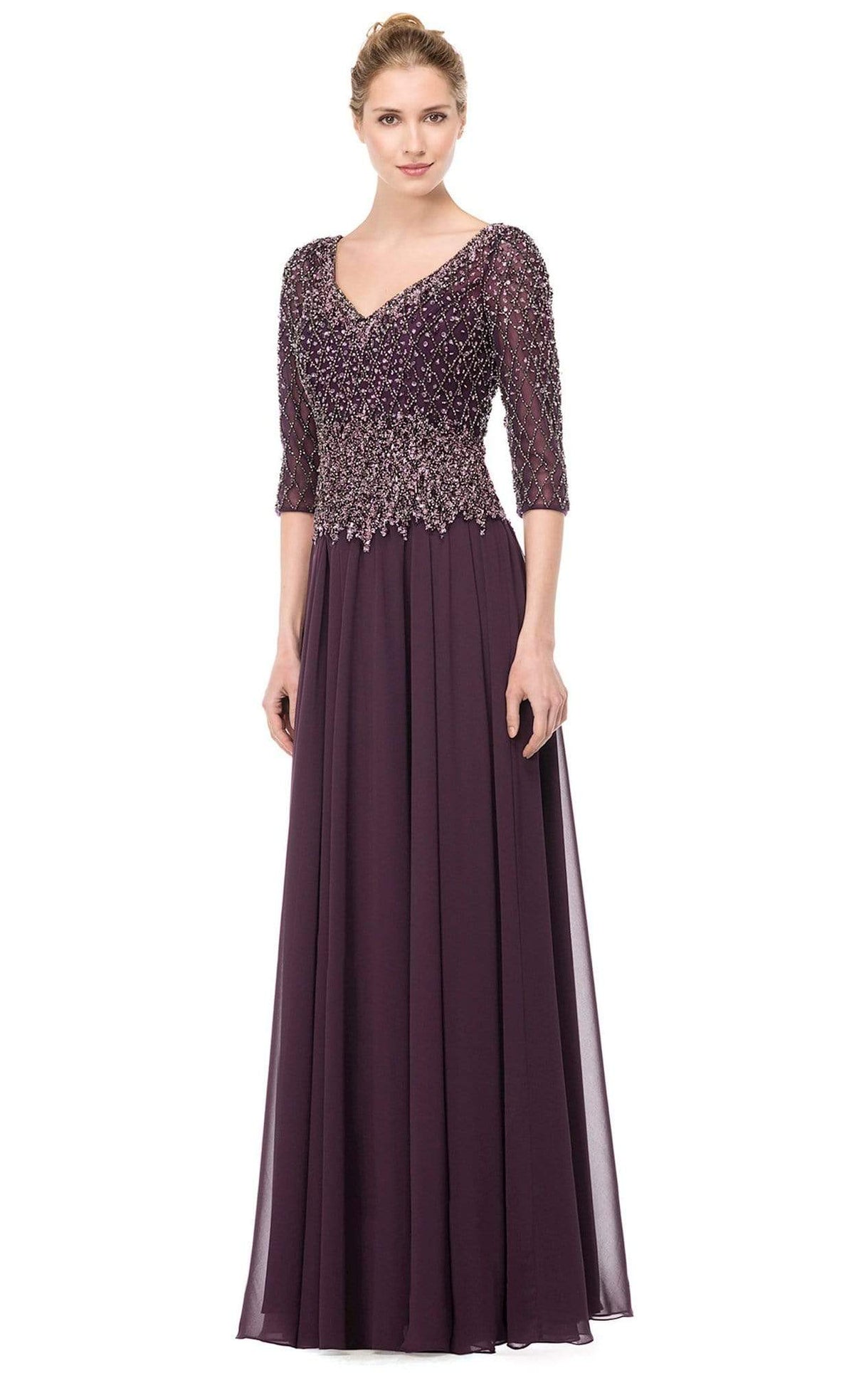 Marsoni by Colors - M165 Illusion Lattice Motif A-Line Gown - Silhouette Dresses