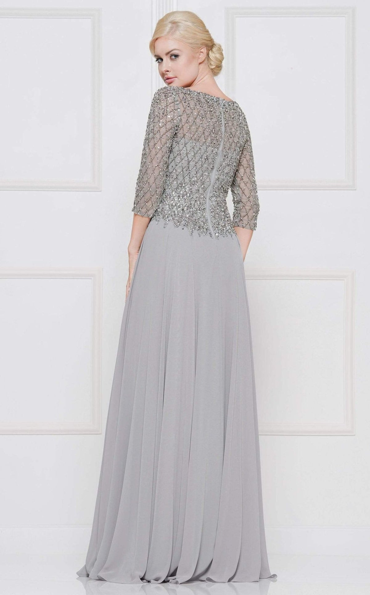 Marsoni by Colors - M165 Illusion Lattice Motif A-Line Gown - Silhouette Dresses