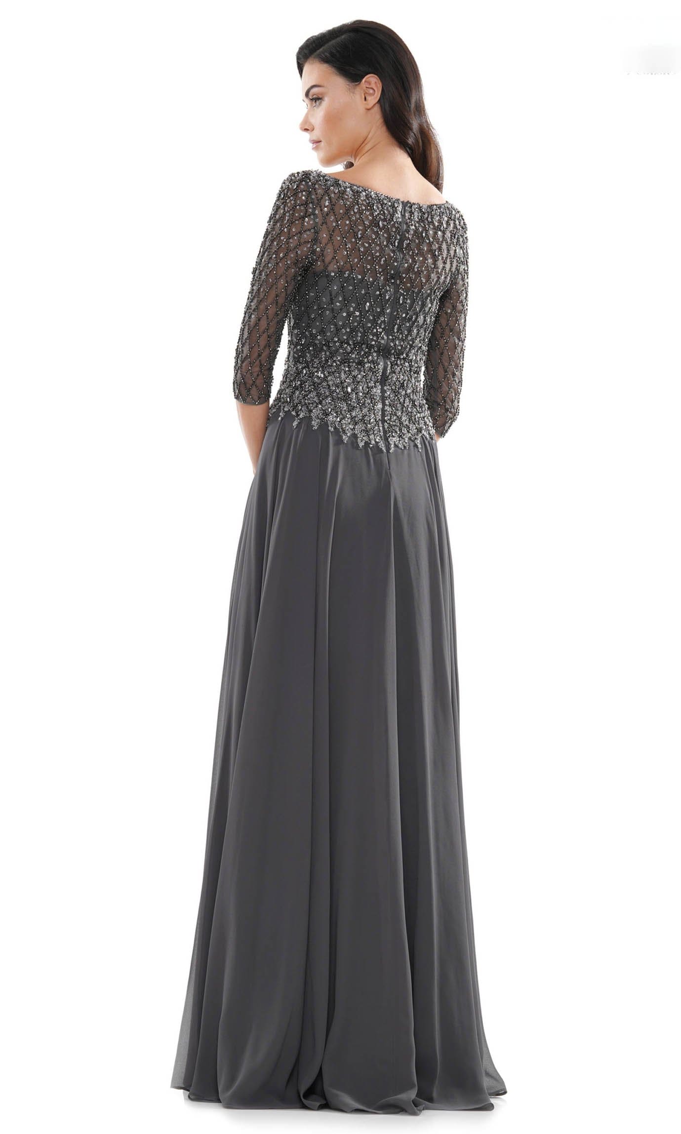 Marsoni by Colors - M165 Illusion Lattice Motif A-Line Gown - view 14