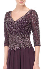 Marsoni by Colors - M165 Illusion Lattice Motif A-Line Gown - view 4