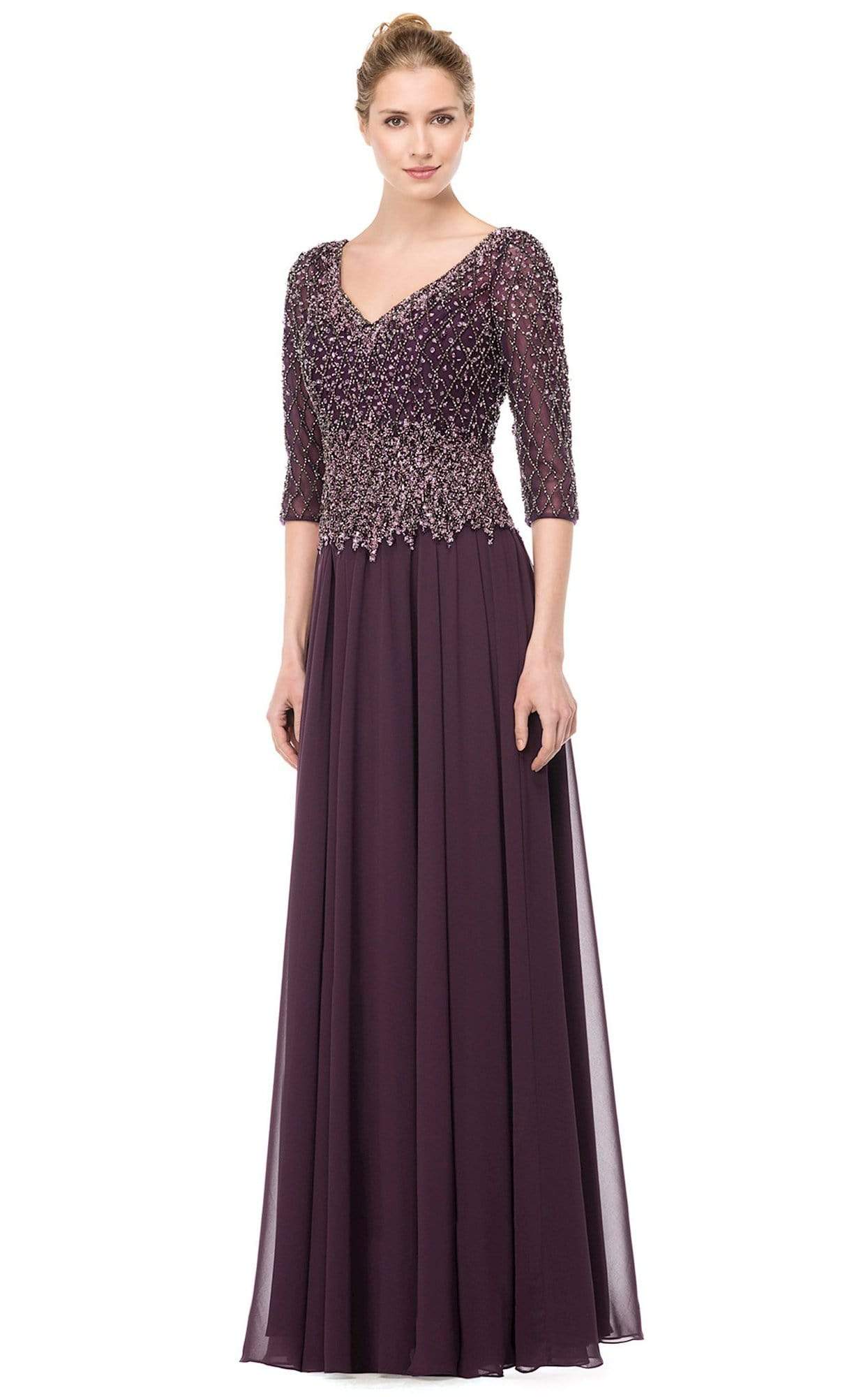 Marsoni by Colors - M165 Illusion Lattice Motif A-Line Gown - back view