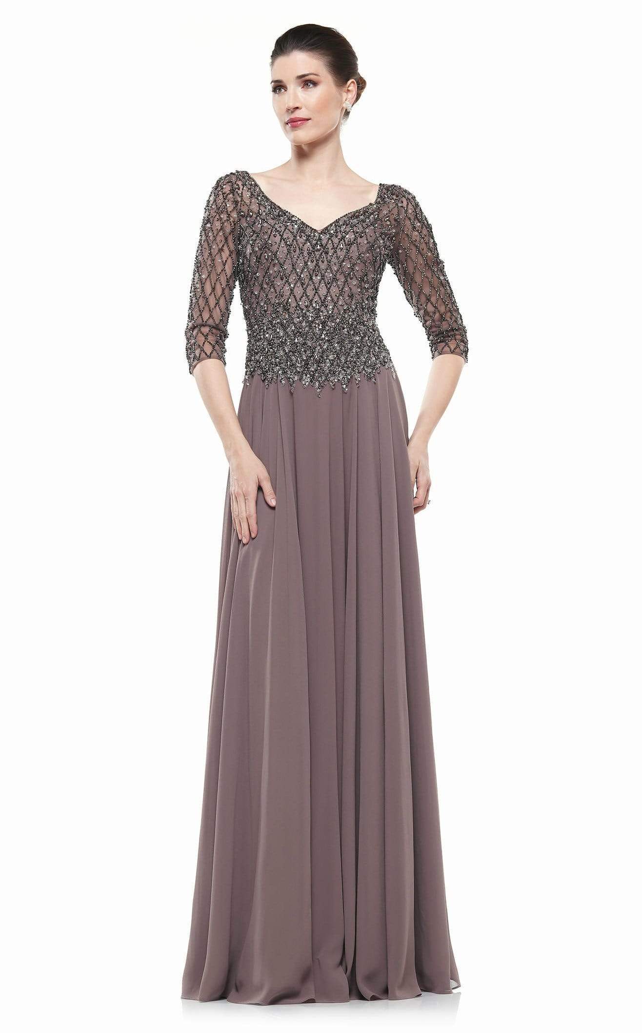 Marsoni by Colors - M165 Illusion Lattice Motif A-Line Gown - view 6
