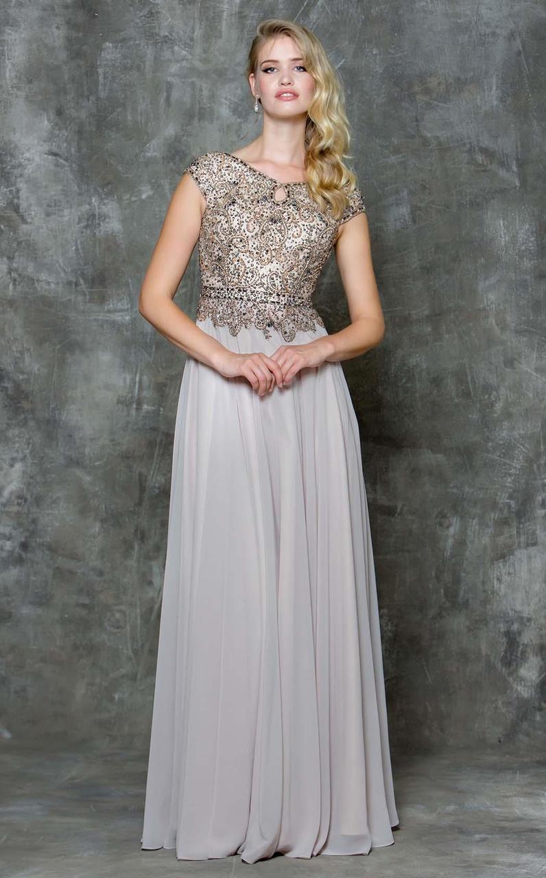 Marsoni by Colors - M173 Keyhole A-Line Chiffon Gown - back view