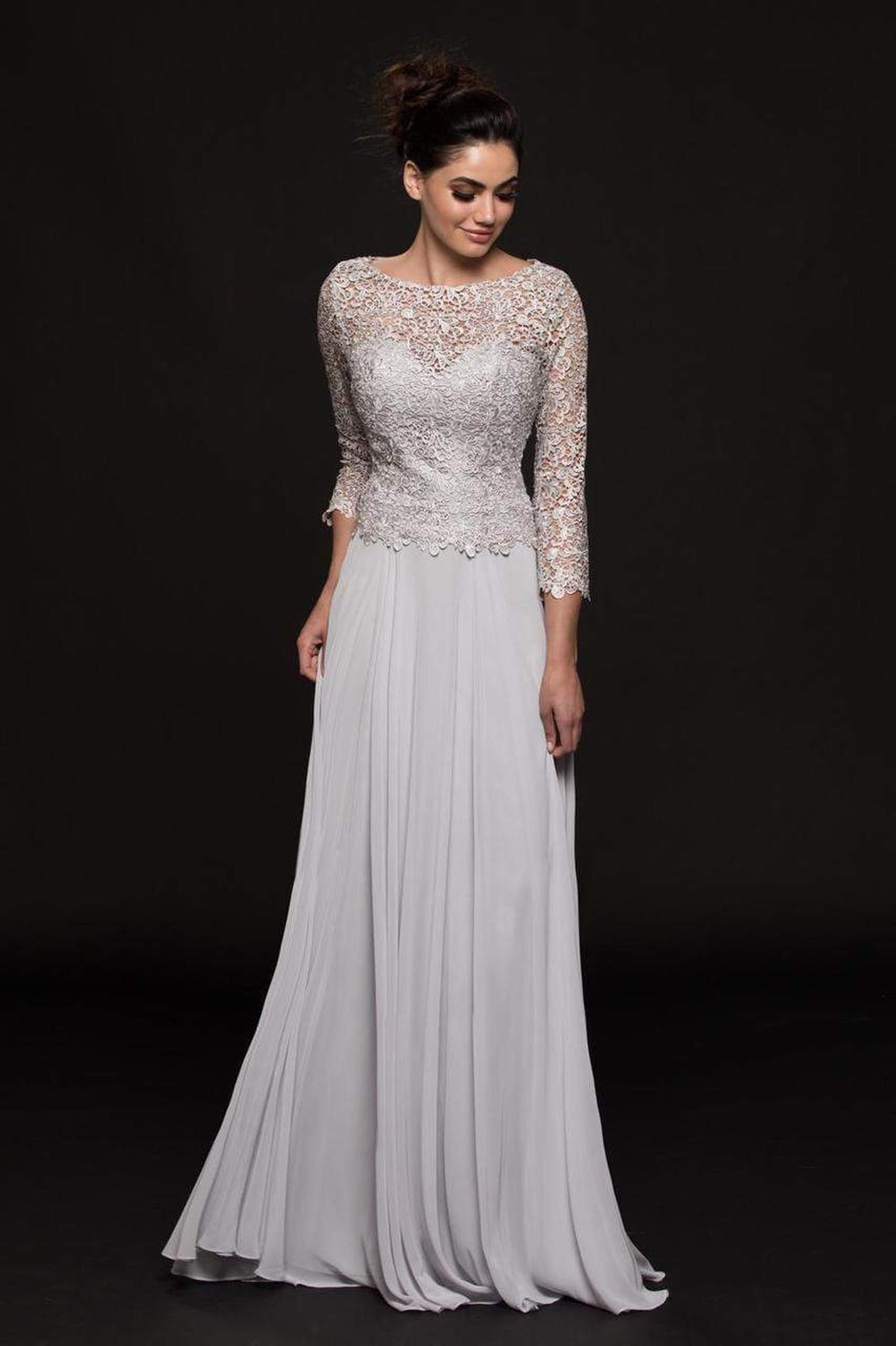Marsoni by Colors - M223 Embroidered Quarter Length Sleeves Dress
