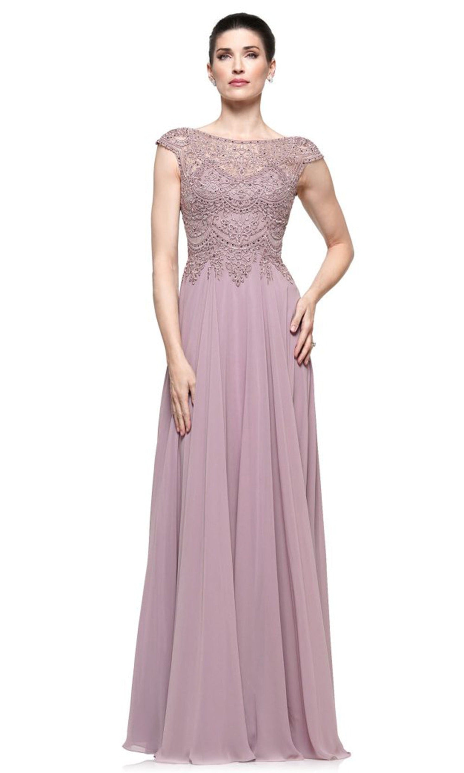 Marsoni by Colors M238-1 - Embroidered Bodice Chiffon Gown